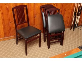 Matching Set Of 4 Wooden Folding Chairs With Cushions