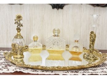Antique Filagree Dresser Set With French Perfumes