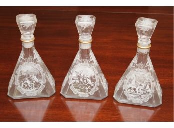 Trio Of Etched Cameo Decanters