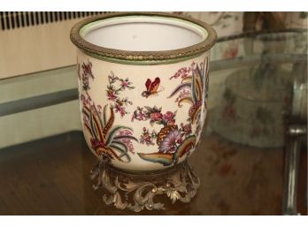 Decorative Brass Footed Porcelain Vase