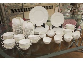 White Country Ware Dish Set Including Coalport And Wedgewood 83 Pieces Total