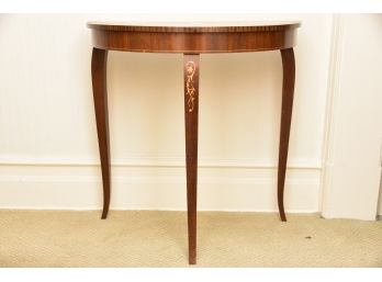 Mahogany Demilune Inlaid Console Table With Musical Top