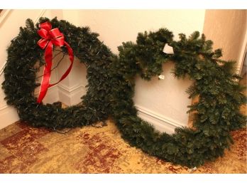 Pair Of Large Christmas Wreaths 40 Inches Wide