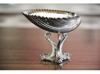 Pedestal Enamel Clam Shell With Fish Legs In The Style Of Jay Strongwater