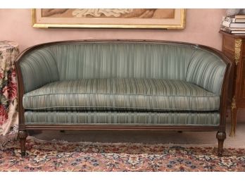 Green Wood & Upholstered Love Seat - 57 X 32 X 28