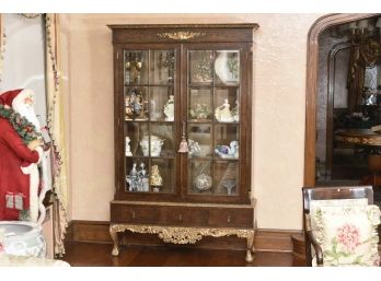 Burled Walnut  Display Cabinet With Three Drawers 51.5 X 15 X 81
