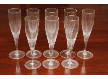 Eight Crystal Champagne Flutes