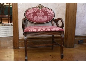 Antique Custom Upholstered Mahogany Hall Bench 24 X 18 X 32