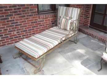 Antique Wrought Iron Chaise Lounge With Cushion 64 X 28 X 39