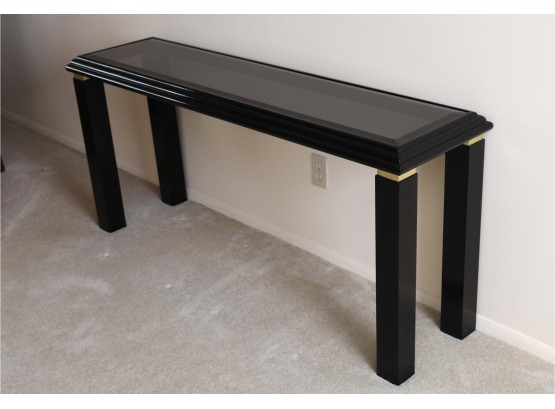 Black Console Table With Glass Top 60 X 16 X 26