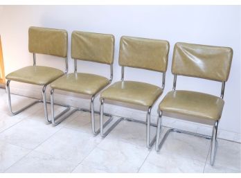MCM Breuer Cesca Style Chrome Tubular Dining Chairs 18 X 17 X 34