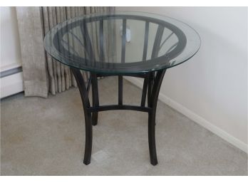 Wrought Aluminum Glass Top End Table 28 X 28 X 24