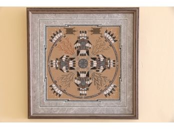 Authentic Navajo Sand Painting 'Whirling Thunder' 18 X 18