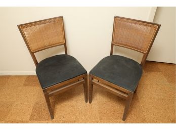Pair Of Cane Back Folding Chairs 16 X 16 X 32