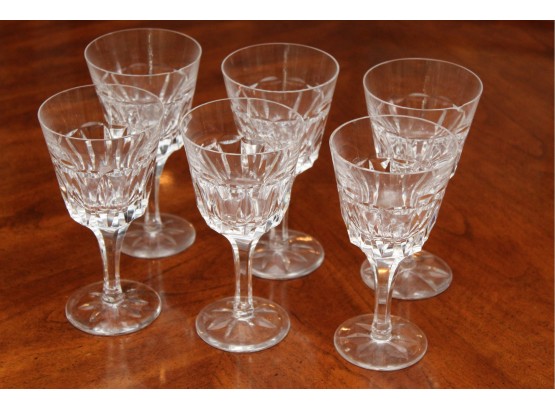 Six Vintage Crystal White Wine Glasses