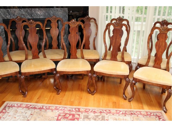 Set Of 10 Queen Anne Bernhardt Furniture Co. Mahogany Dining Side Chairs