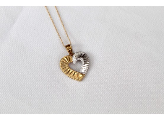 10K Gold Necklace With 10K Gold Heart Pendant 1.36 Grams(#6)