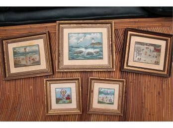 Collection Of Vintage Enamel Folk Art Paintings By John Shaw