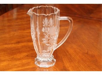 Etched Rose Glass Pitcher