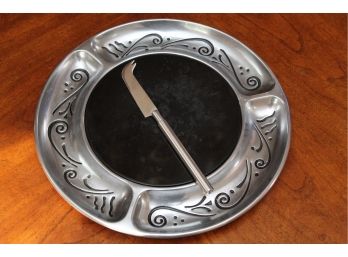 Lenox Metal Spyro Cheese Plate And Knife