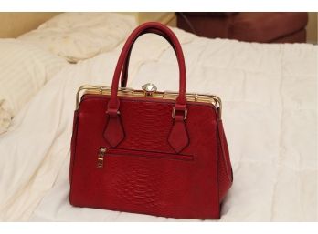 Faux Alligator Red Leather Handbag