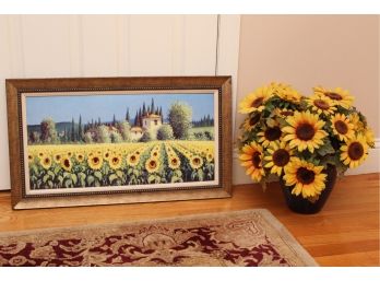 Decorative Sunflower Arrangement With Framed Print  28 X 16