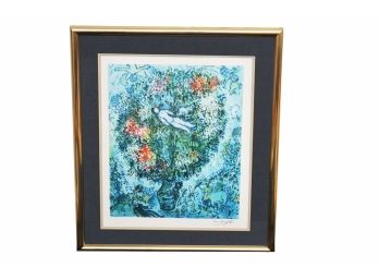 Marc Chagall “Nude Floating In Vase” Framed Lithograph Pencil Numbered And Plate Signed 28 X 32