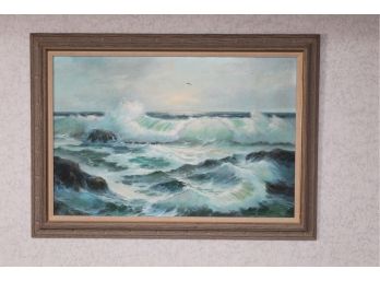 Fredrick Fenton 'Ocean Waves' Canvas Painting 41 X 30 (read)