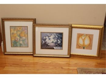 3 Framed Flower Prints