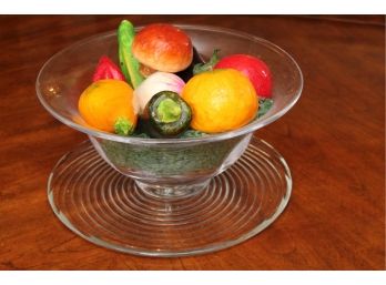 Vintage Decorative Fruit And Veggies With Centerpiece Bowl By Simon Pearce