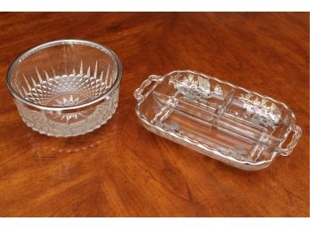 Arcoroc Bowl With Etched Glass Tray