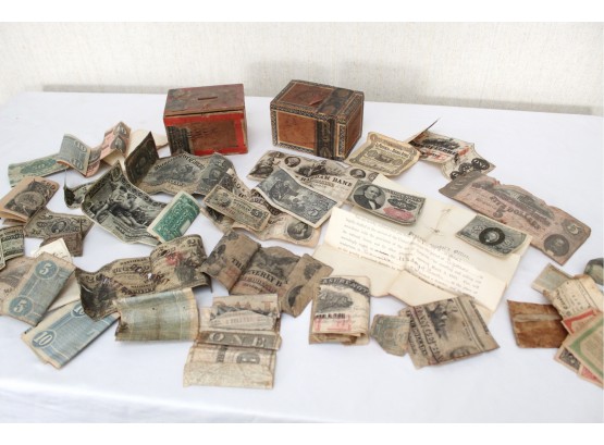 Collection Of Antique Currency And Notes