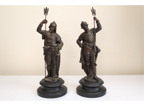 Two Bronze Spanish Conquistadors Statues