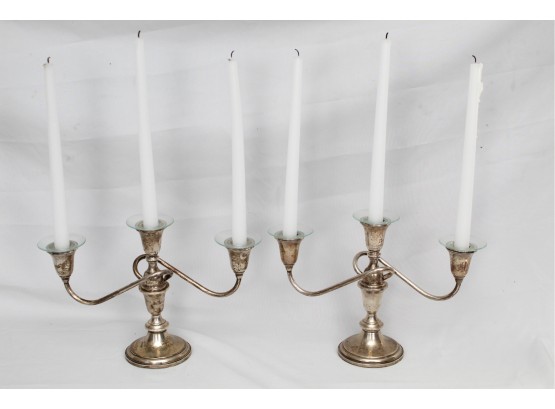 Pair Of Towle Sterling Silver Weighted Candelabras 8.25 Inches Tall (Read Description)