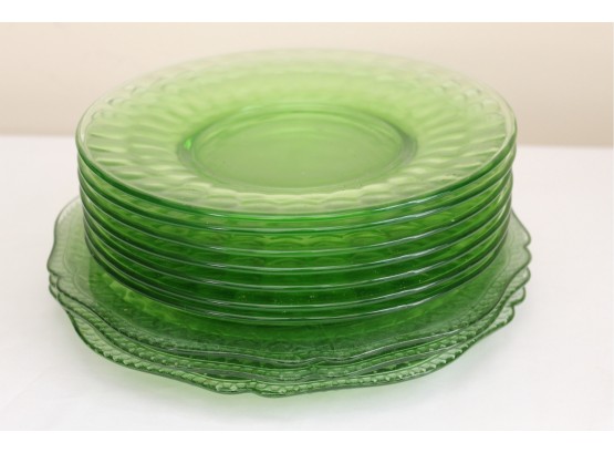 Set Of Green Glass Plates