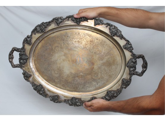 Large Barbour Silver Plated Footed Serving Tray