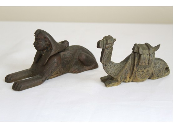Brass Sphinx & Camel Figurines