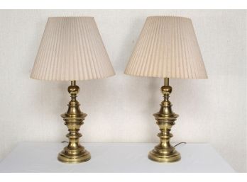 Pair Of Brass Table Lamps 25 Inches Tall