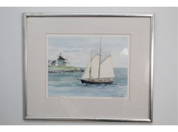 “Watch Him Passage” Sailboat Print Pencil Signed Robert Kennedy 18 1/2 X 15