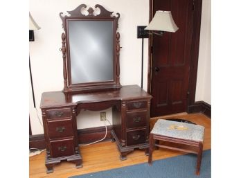 Antique Vanity Dresser With Stool 45 X 18 X 68