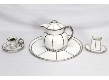 Limoges Tea Pot With Candle Stick And Holder