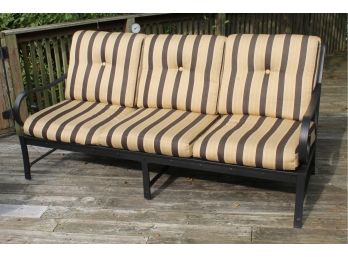 Outdoor Patio Wrought Aluminum Sofa Bench With Sunbrella Cushions Including Cover 79 X 31 X 36
