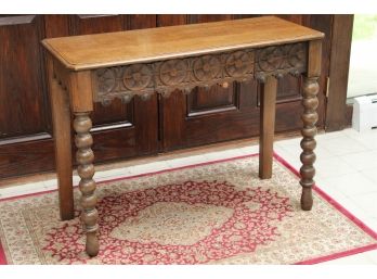 Antique Carved Wooden Console Table 41 X 16 X 30