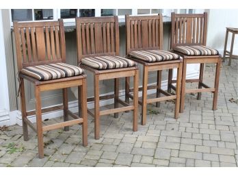 Set Of Four Outdoor Wooden Barstools 20 X 19 X 48