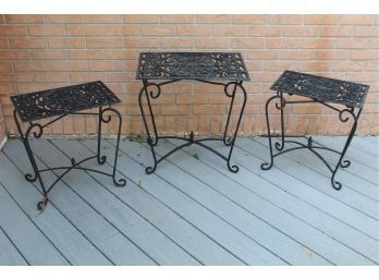 Trio Of Wrought Iron Plant Stands