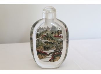 Inside Hand Painted Great Wall Of China Snuff Bottle