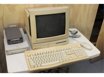 Vintage 1991 Macintosh Computer Model M0350 Including Keyboard, Mouse, External CD Drive