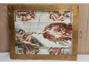 Michelangelo 'The Creation Of Man' Print On Board