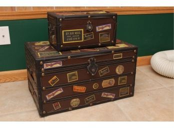 Two Matching Vintage Style Storage Trunks