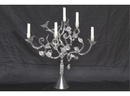 Susan Plum Signed Clear Spun Candelabra 24 X 21 Insured For $4500